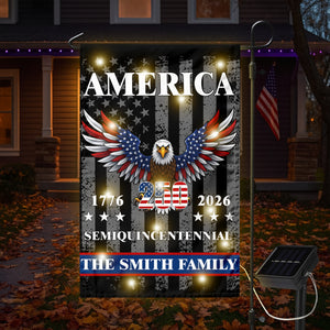 Custom Family America Eagle 250th Anniversary Semiquincentennial 1776-2026 Patriotic Led Garden Flag CH07 895372