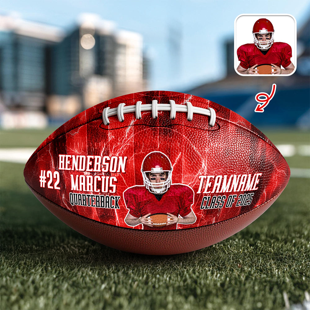 Custom Football Player Photo Football Ball Class of 2025 Football Team Gifts CH07 899592