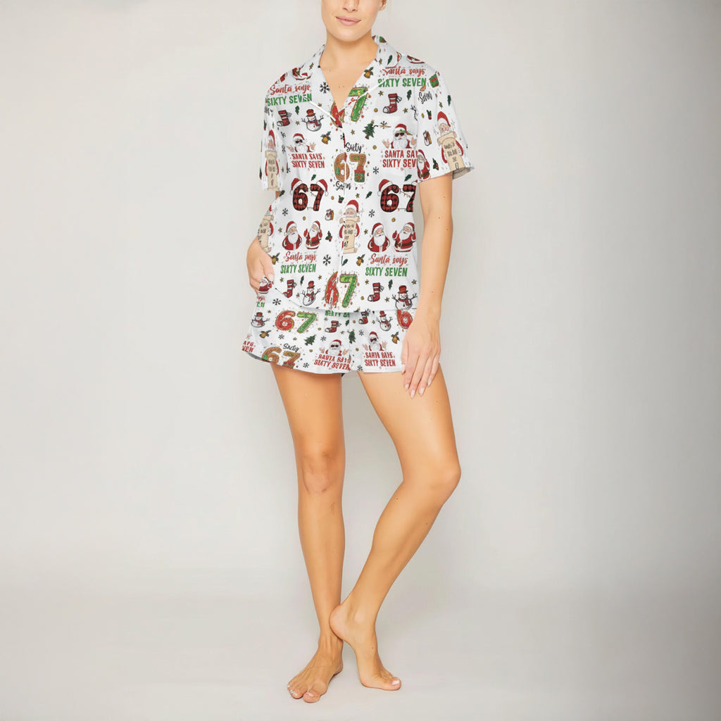 Santa Says Six Seven Meme Christmas Pajamas Set For Women and Kids LM32 897365