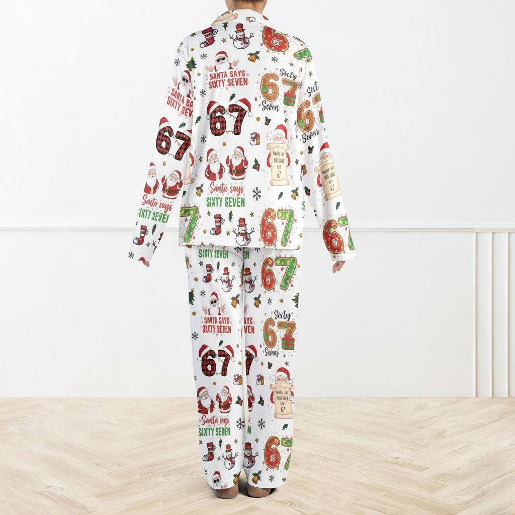 Santa Says Six Seven Meme Christmas Pajamas Set For Women and Kids LM32 897365