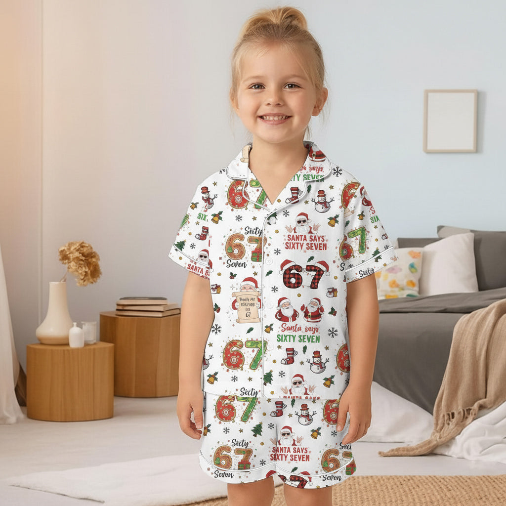 Santa Says Six Seven Meme Christmas Pajamas Set For Women and Kids LM32 897365