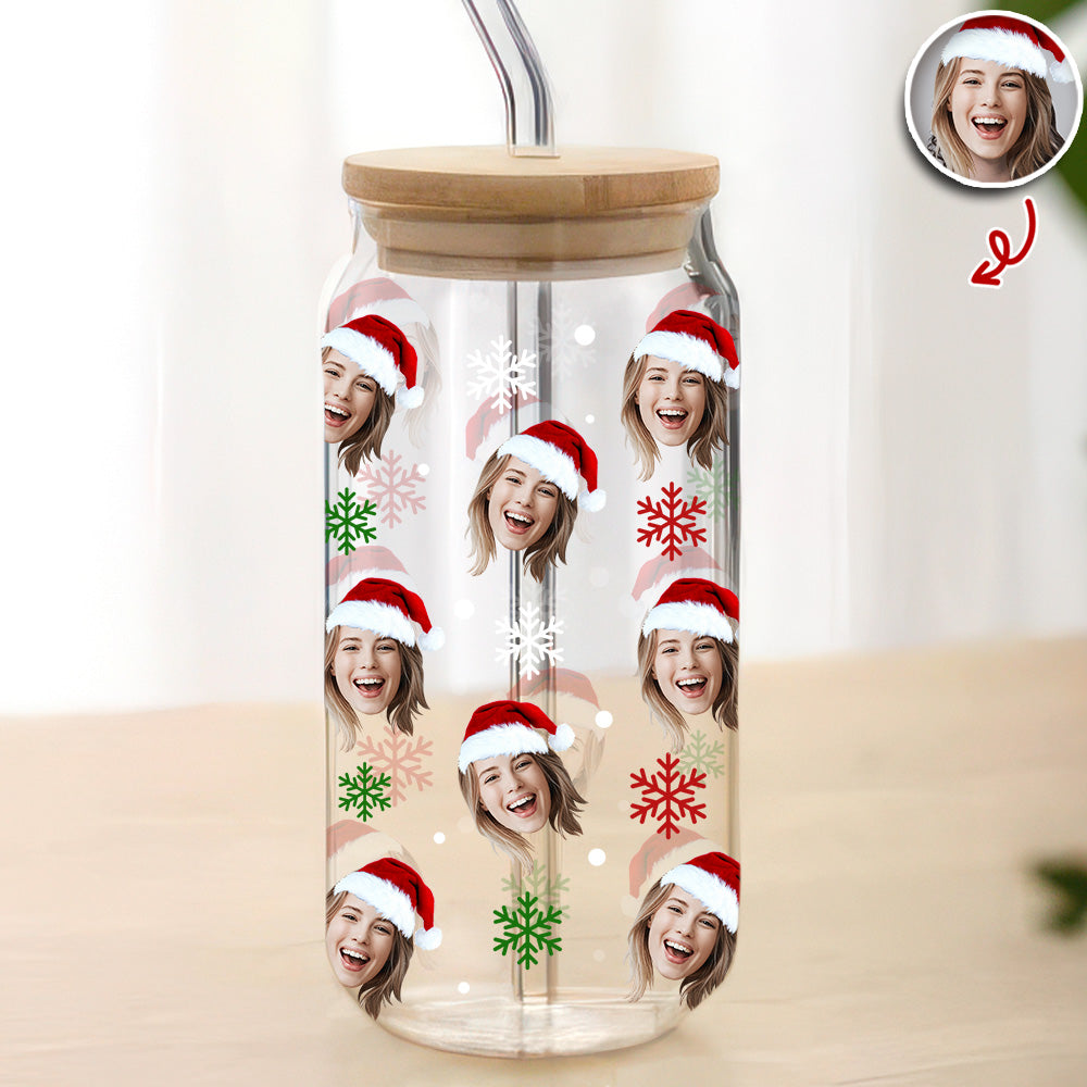 Custom Mom Photo Glass Can With Lid Christmas Gift For Family TH10 896795