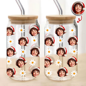 Custom Mom Photo Glass Can With Lid Christmas Gift For Family TH10 896795
