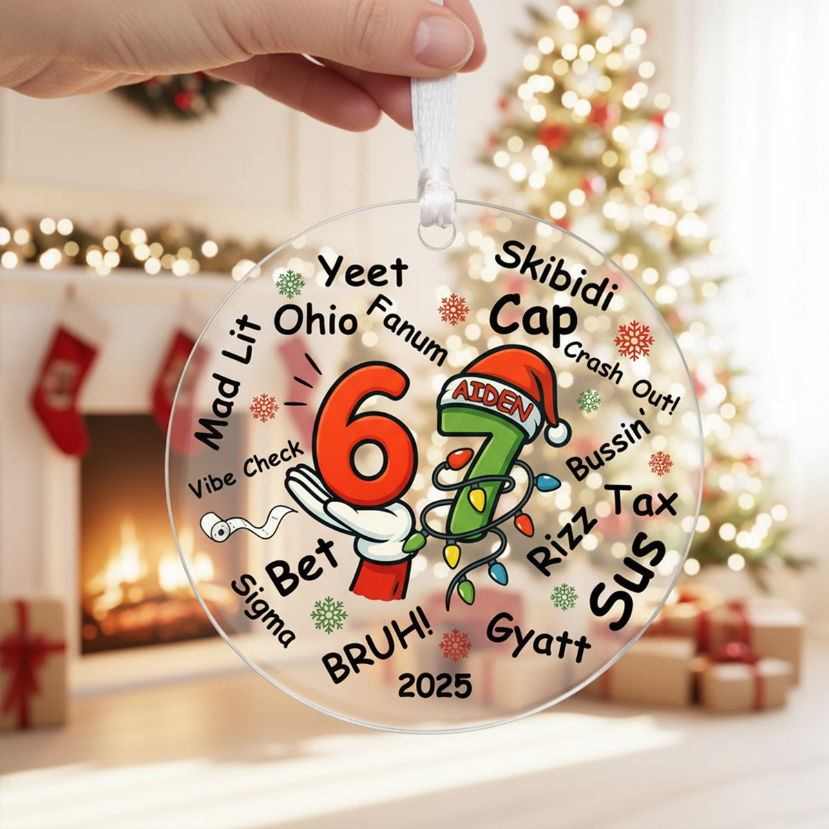 Custom Six Seven Acrylic Ornament 67 Meme Gen Z Slang Teen Keepsake Funny gift CH07 896930