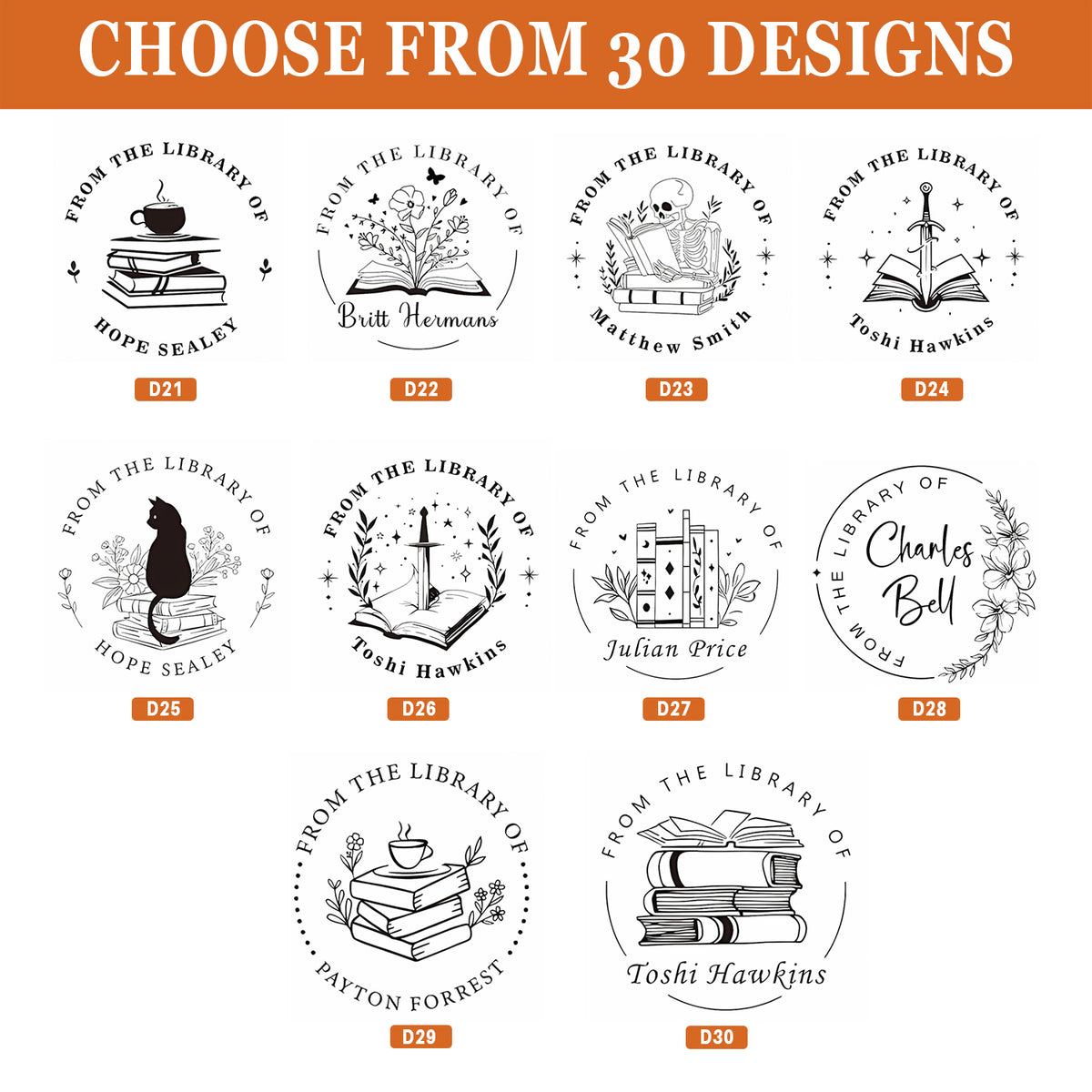 Custom Name From The Library Of Book Lover Book Embosser TH10 898077