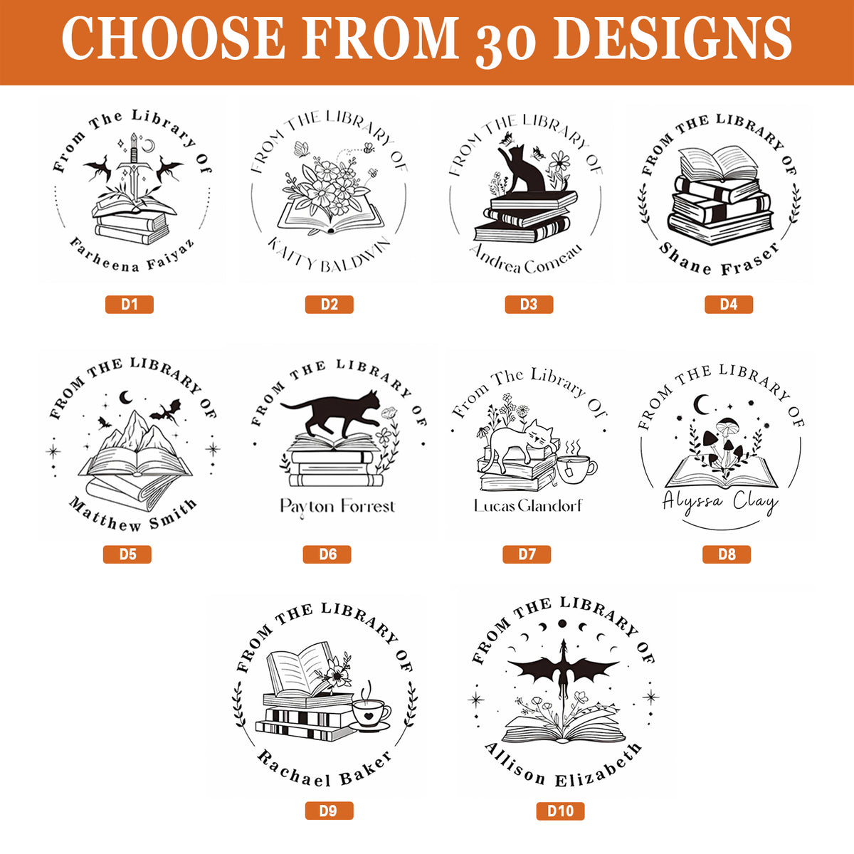 Custom Name From The Library Of Book Lover Book Embosser TH10 898077