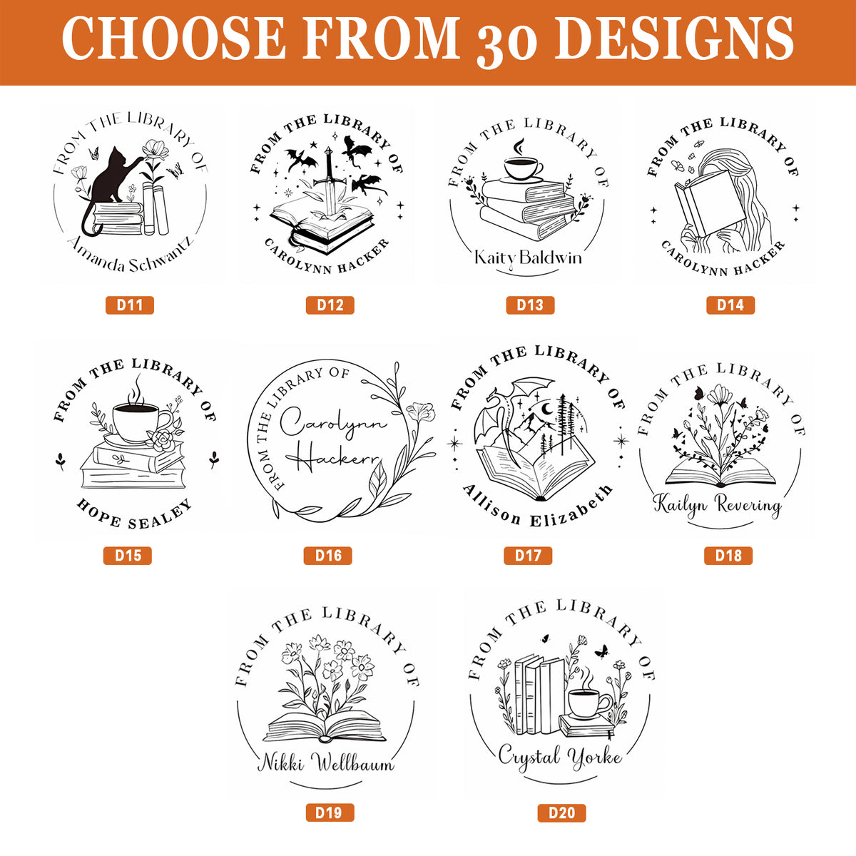 Custom Name From The Library Of Book Lover Book Embosser TH10 898077