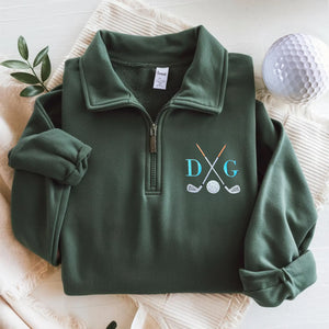 Personalized Monogram Embroidered Golf Quarter Zip Sweater, Unique Golf Enthusiast Gift, Golfers and Coaches Gift HO82 900678