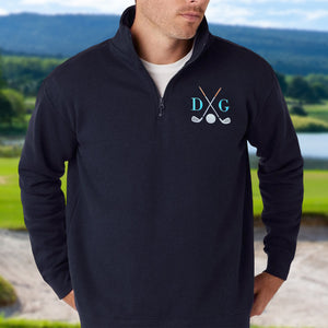Personalized Monogram Embroidered Golf Quarter Zip Sweater, Unique Golf Enthusiast Gift, Golfers and Coaches Gift HO82 900678