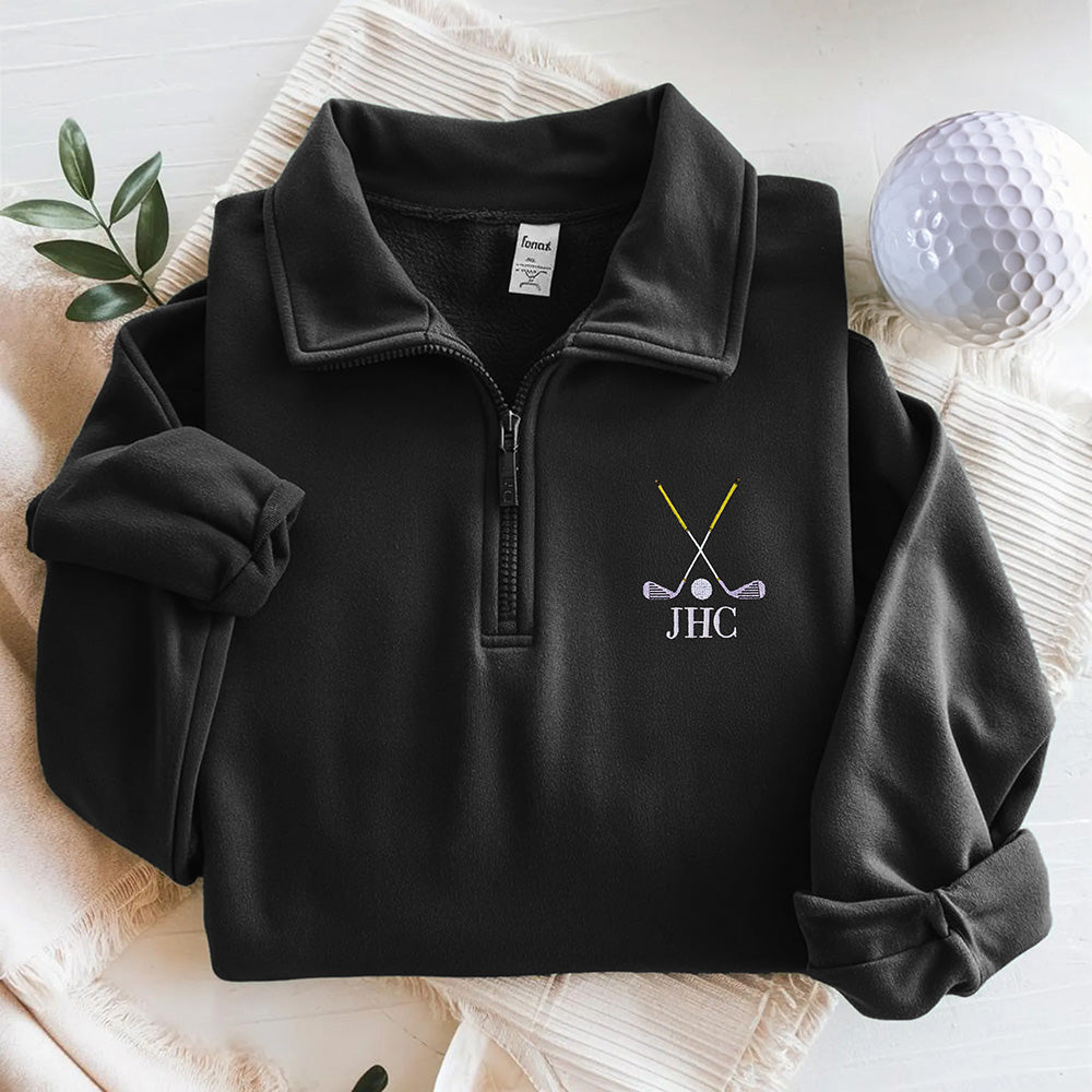 Personalized Golf Club Name Embroidered Golf Quarter Zip Sweater, Unique Golf Enthusiast Gift, Golfers and Coaches Gift HO82 900732
