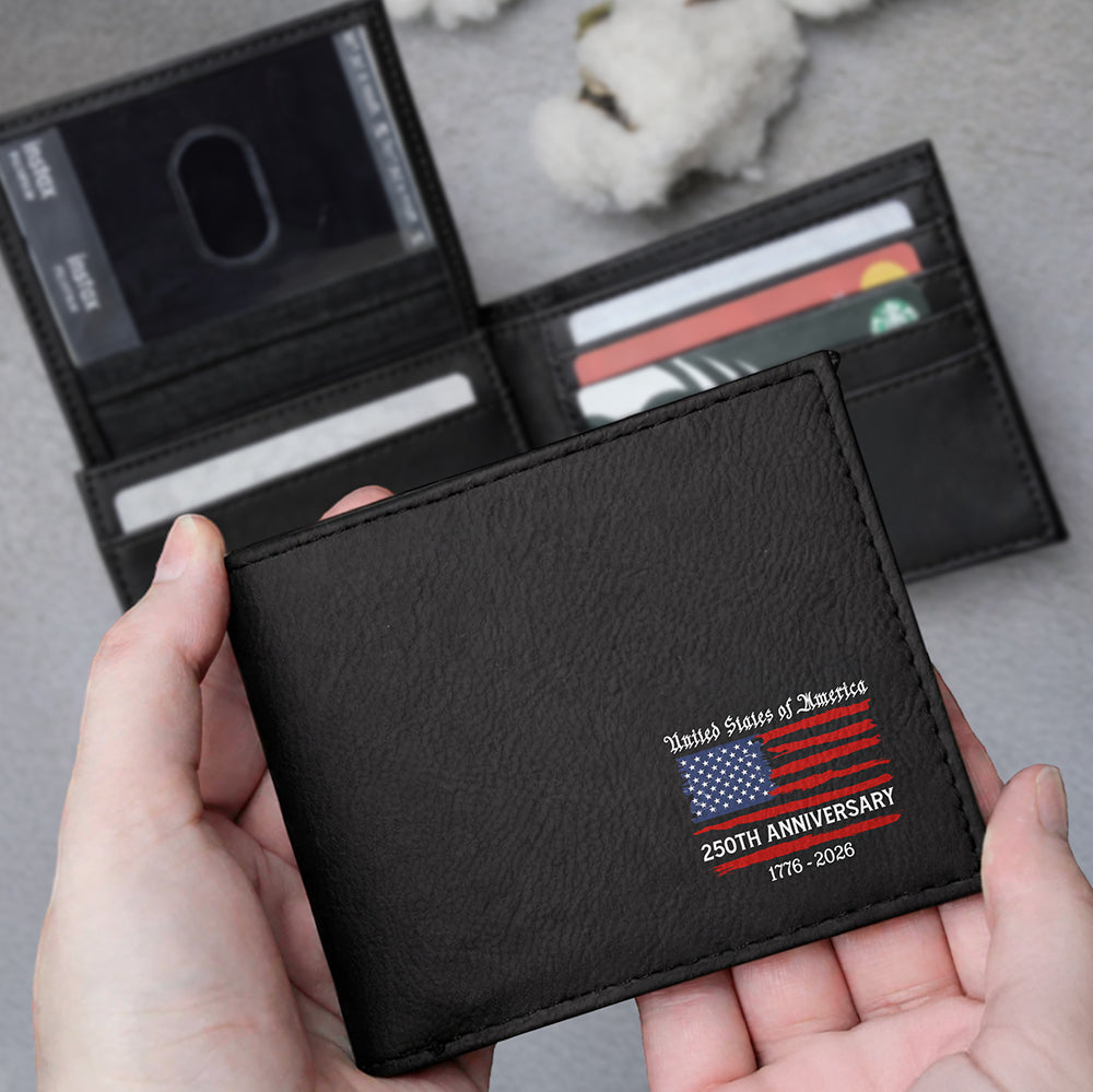 USA 250th Anniversary 1776-2026 Printed Leather Wallet Gift For Him CH07 910304