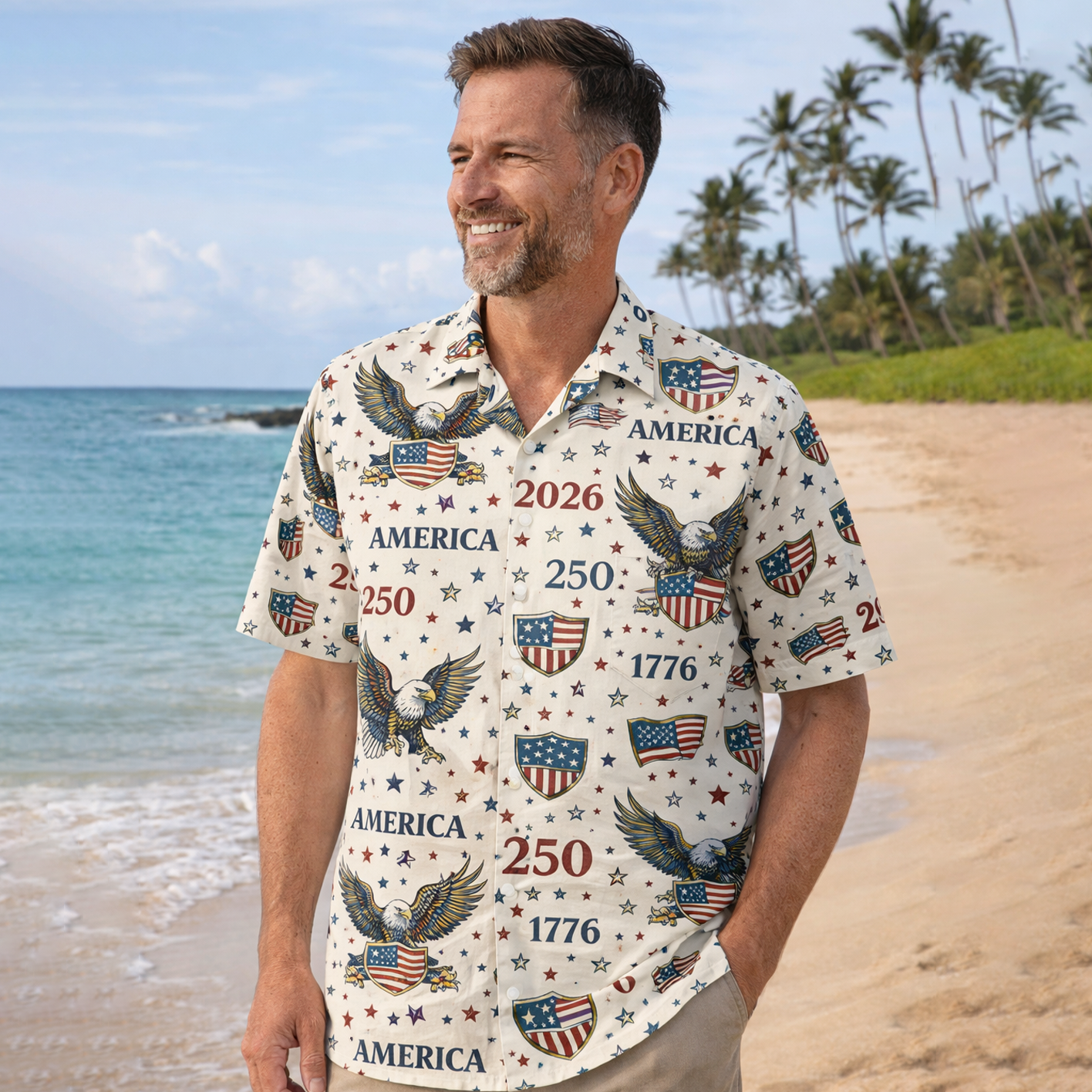 Celebrate America's 250th Anniversary Personalized Patriotic Hawaiian Shirt CH07 910438