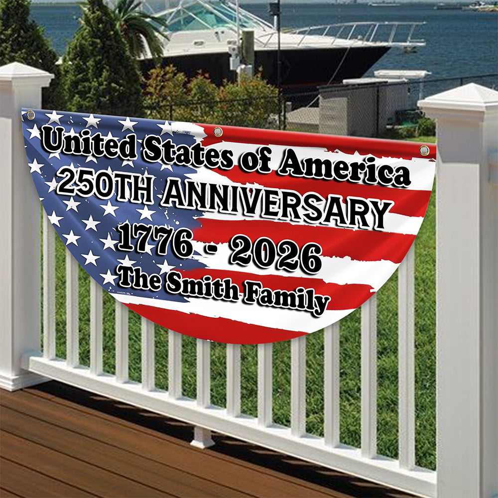 Custom Family Name USA 250th Anniversary Non-Pleated Fan Flag TH10 898295