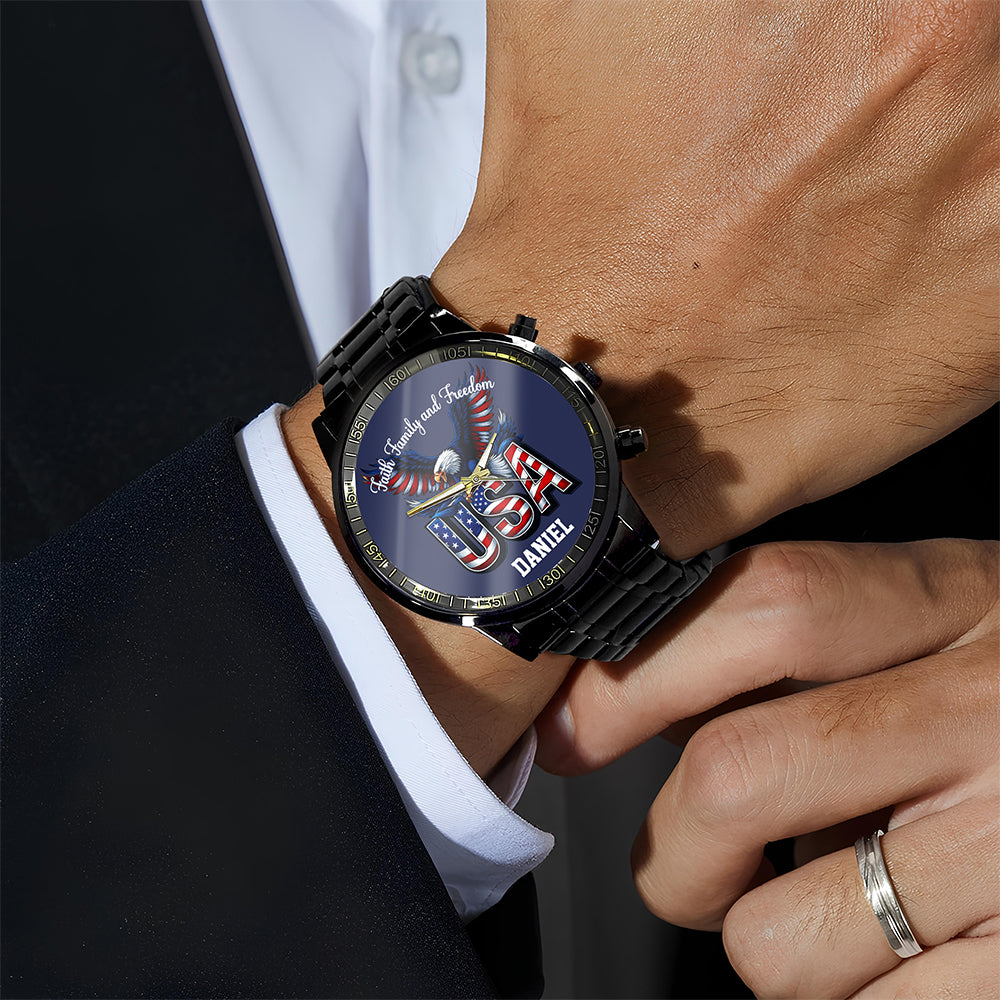Custom Name Faith, Family & Freedom US 250 Years Men's Wrist Watch HO82 901644