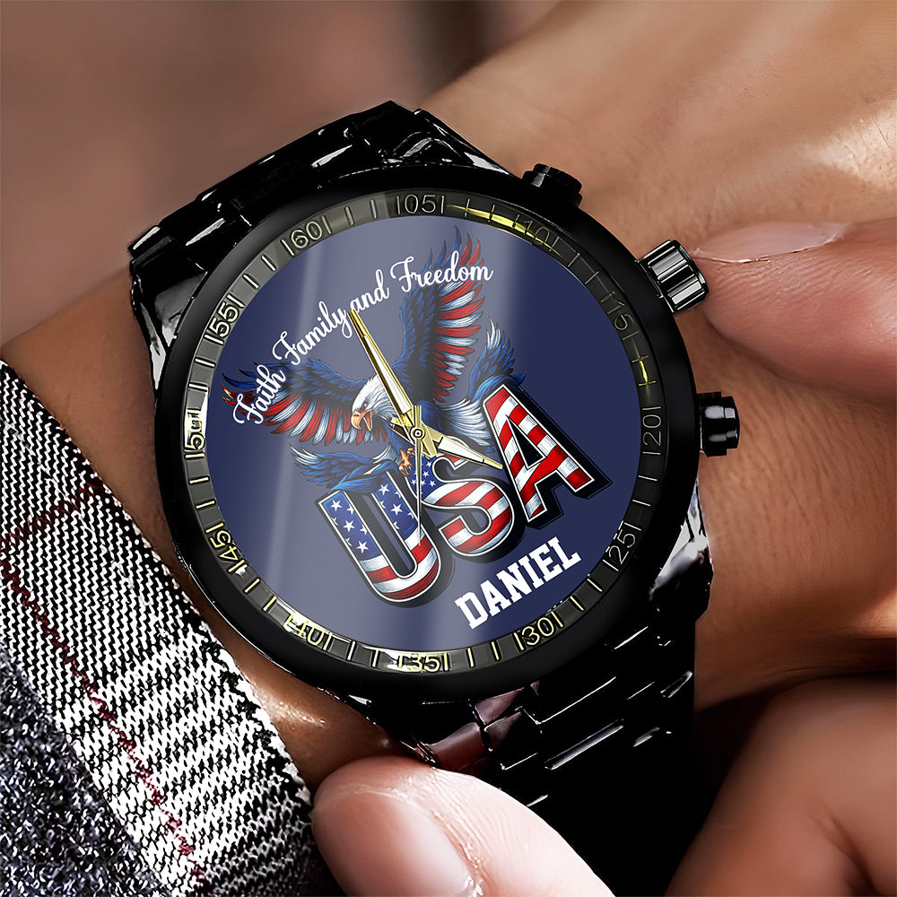 Custom Name Faith, Family & Freedom US 250 Years Men's Wrist Watch HO82 901644
