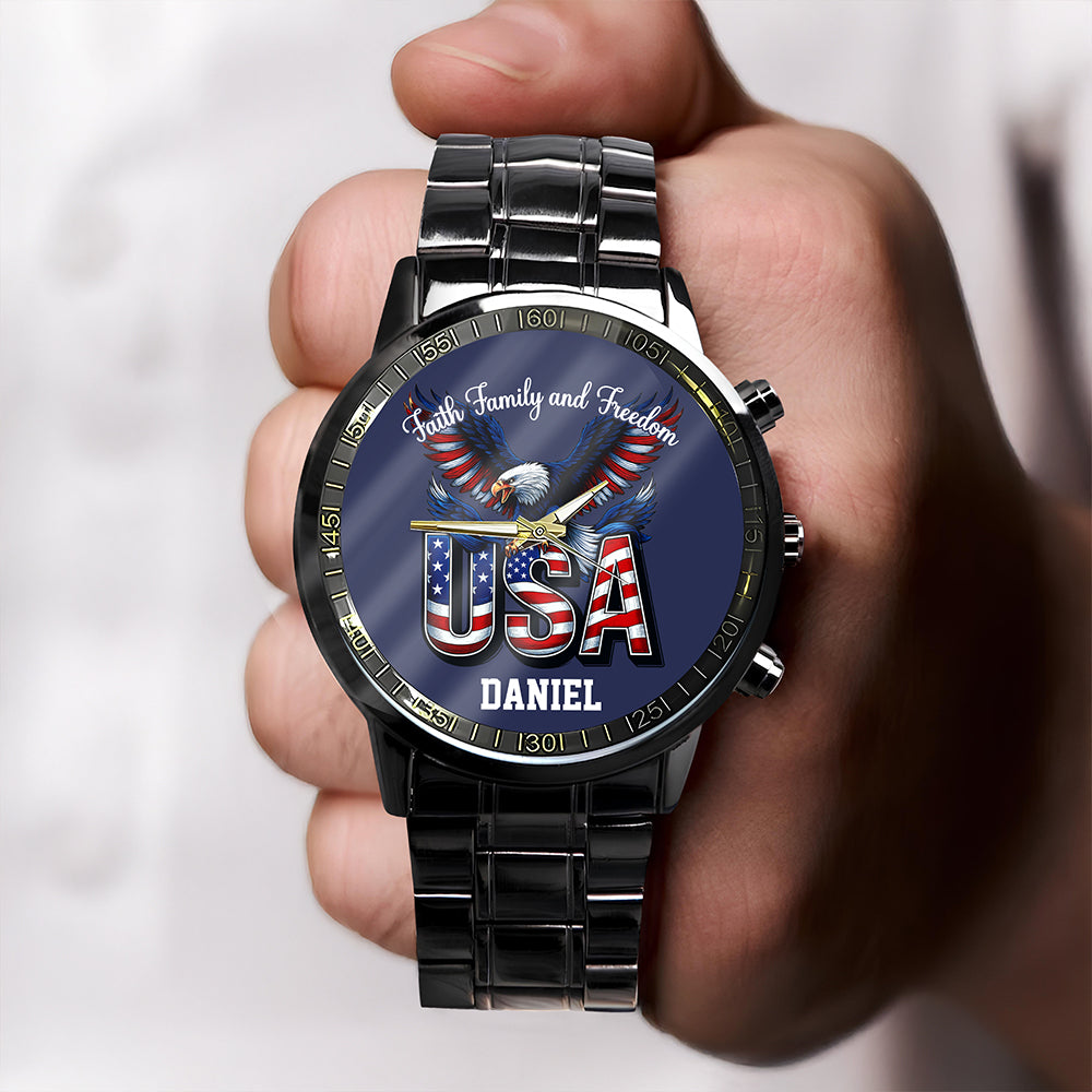 Custom Name Faith, Family & Freedom US 250 Years Men's Wrist Watch HO82 901644