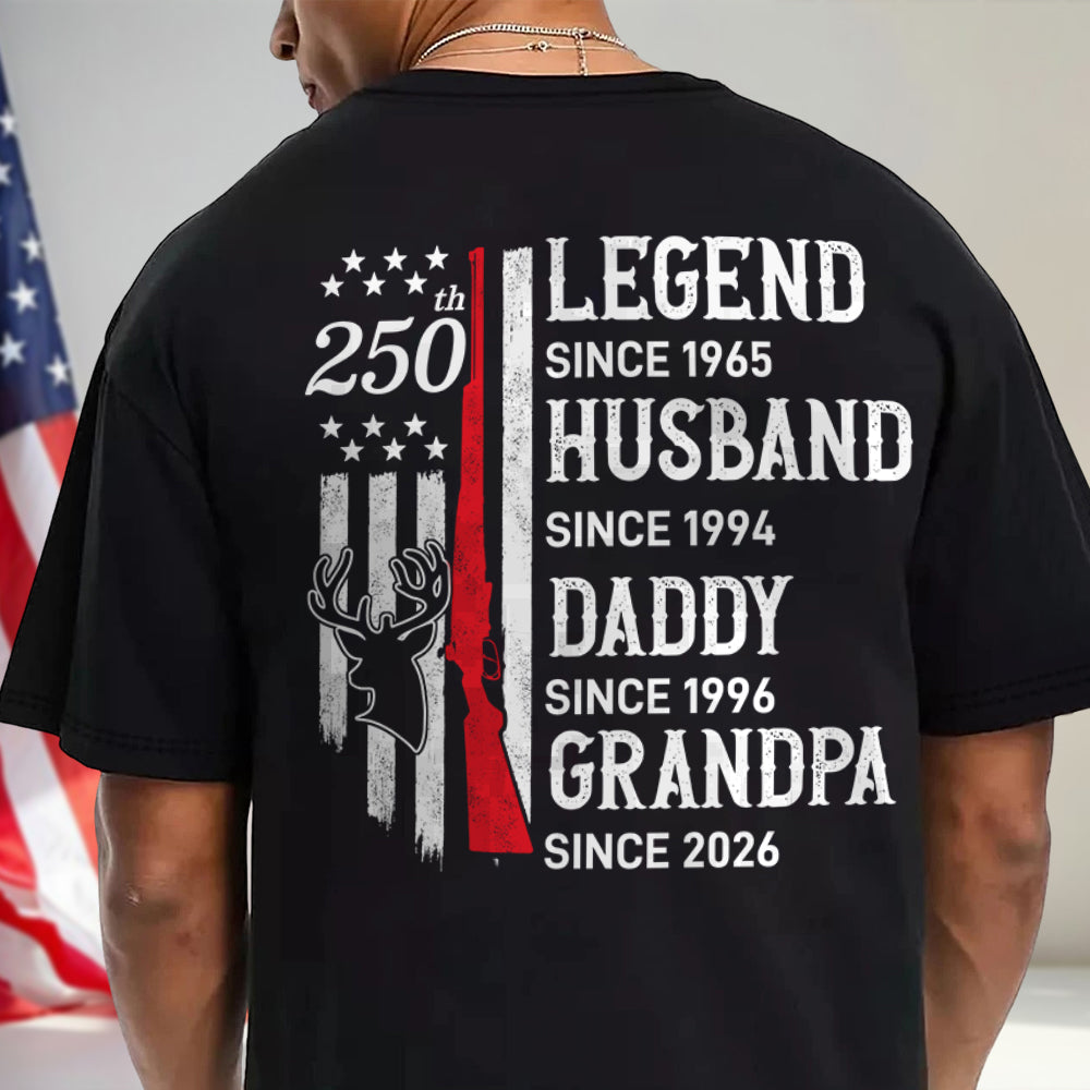 Personalized Legend, Husband since 4th of July Back Dark Shirt Gift for Hunting Dad HA75 920776