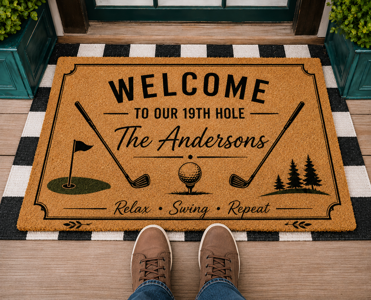 Custom Family Name Welcome To Our 19th Hole Doormat For Golf Lover TH10 169851