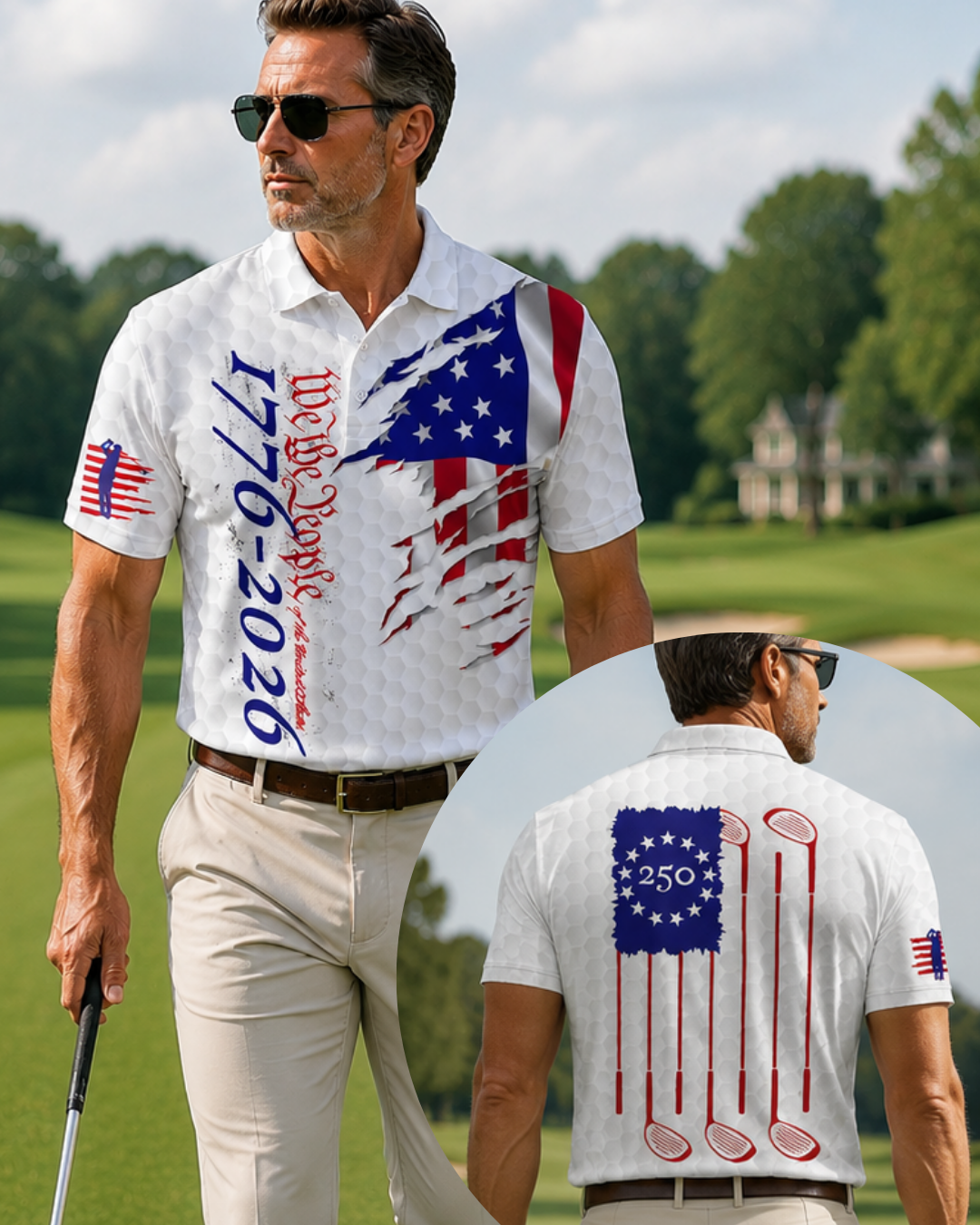 America Golf Polo Shirt, 1776-2026 Patriotic, USA Flag Polo Shirt Gift for Golf Lovers TH10 169849