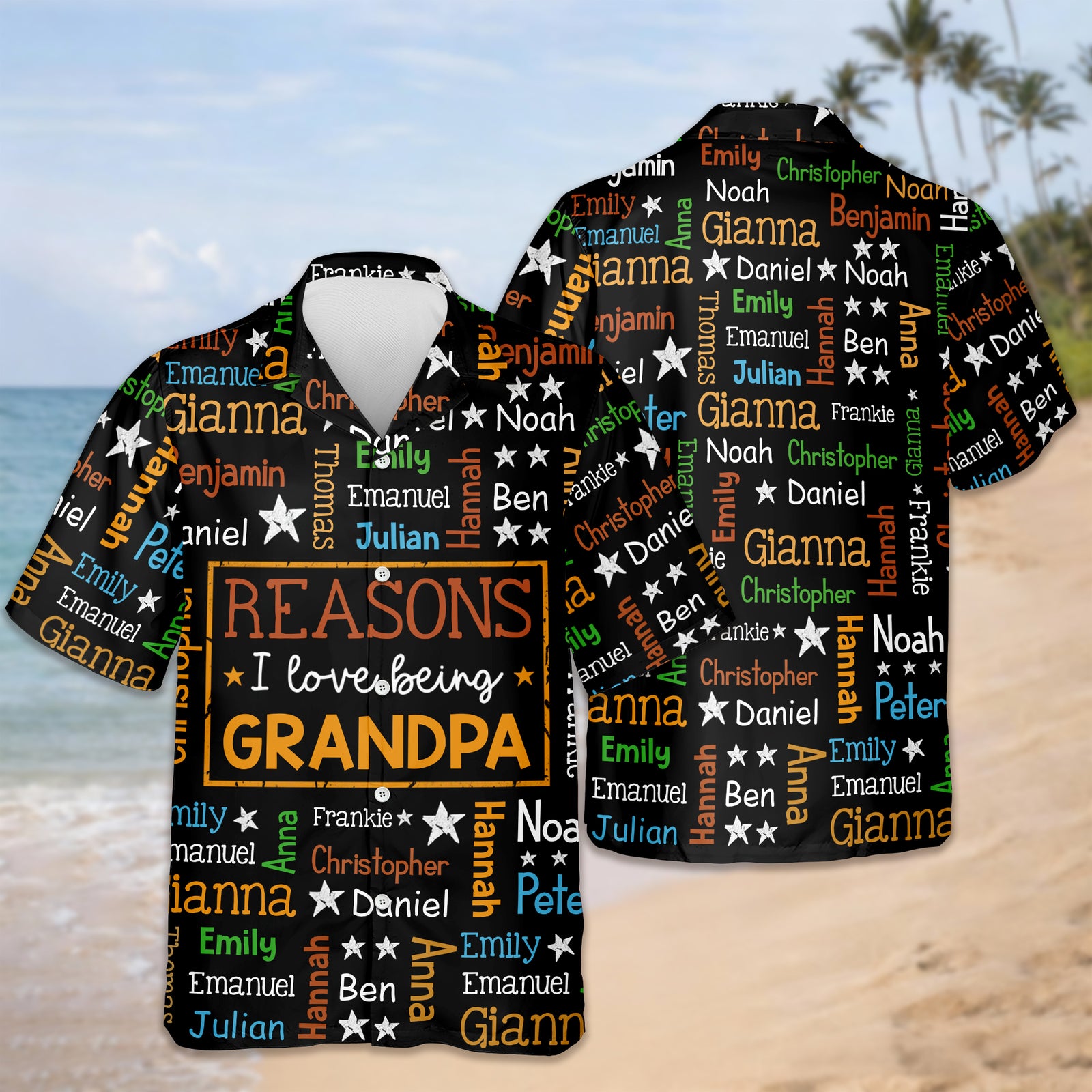 Personalized Kids Name Grandpa Word Art Hawaiian Shirt - Gift For Grandpa, Dad, Father's Day HO82 902486