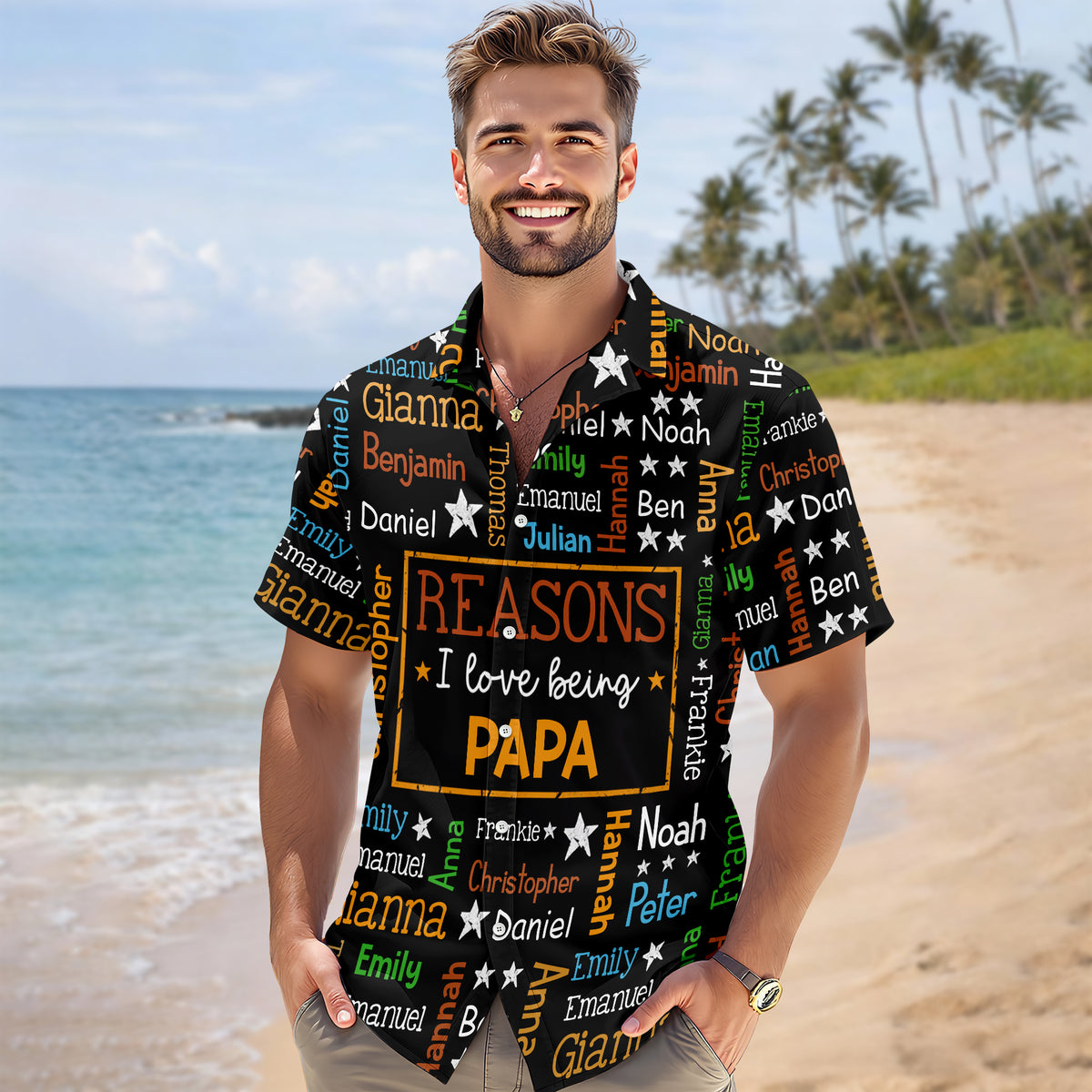 Personalized Kids Name Grandpa Word Art Hawaiian Shirt - Gift For Grandpa, Dad, Father's Day HO82 902486