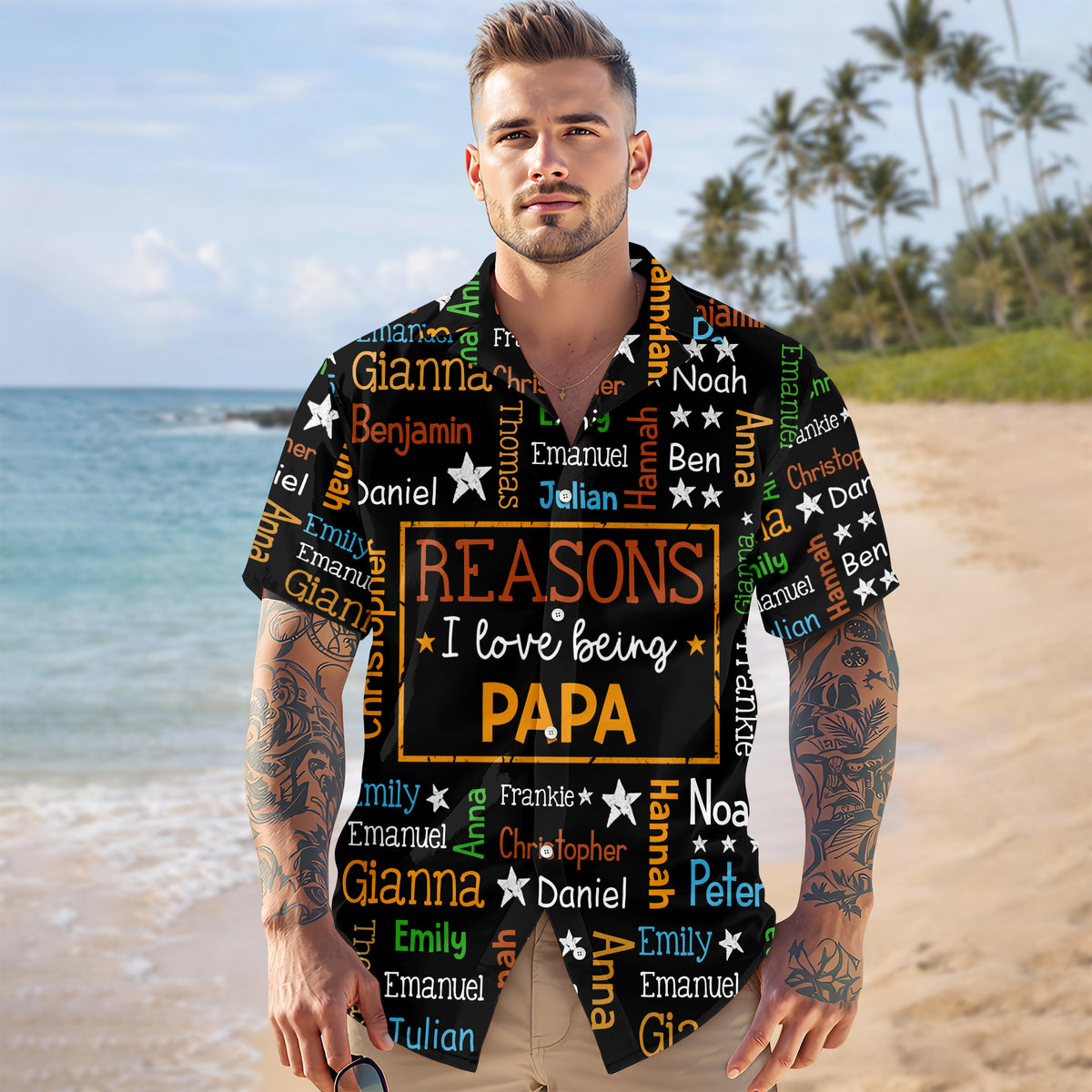 Personalized Kids Name Grandpa Word Art Hawaiian Shirt - Gift For Grandpa, Dad, Father's Day HO82 902486