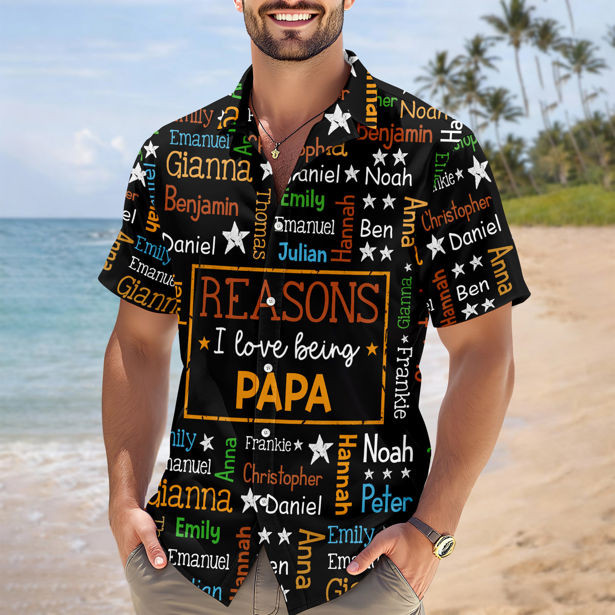 Personalized Kids Name Grandpa Word Art Hawaiian Shirt - Gift For Grandpa, Dad, Father's Day HO82 902486