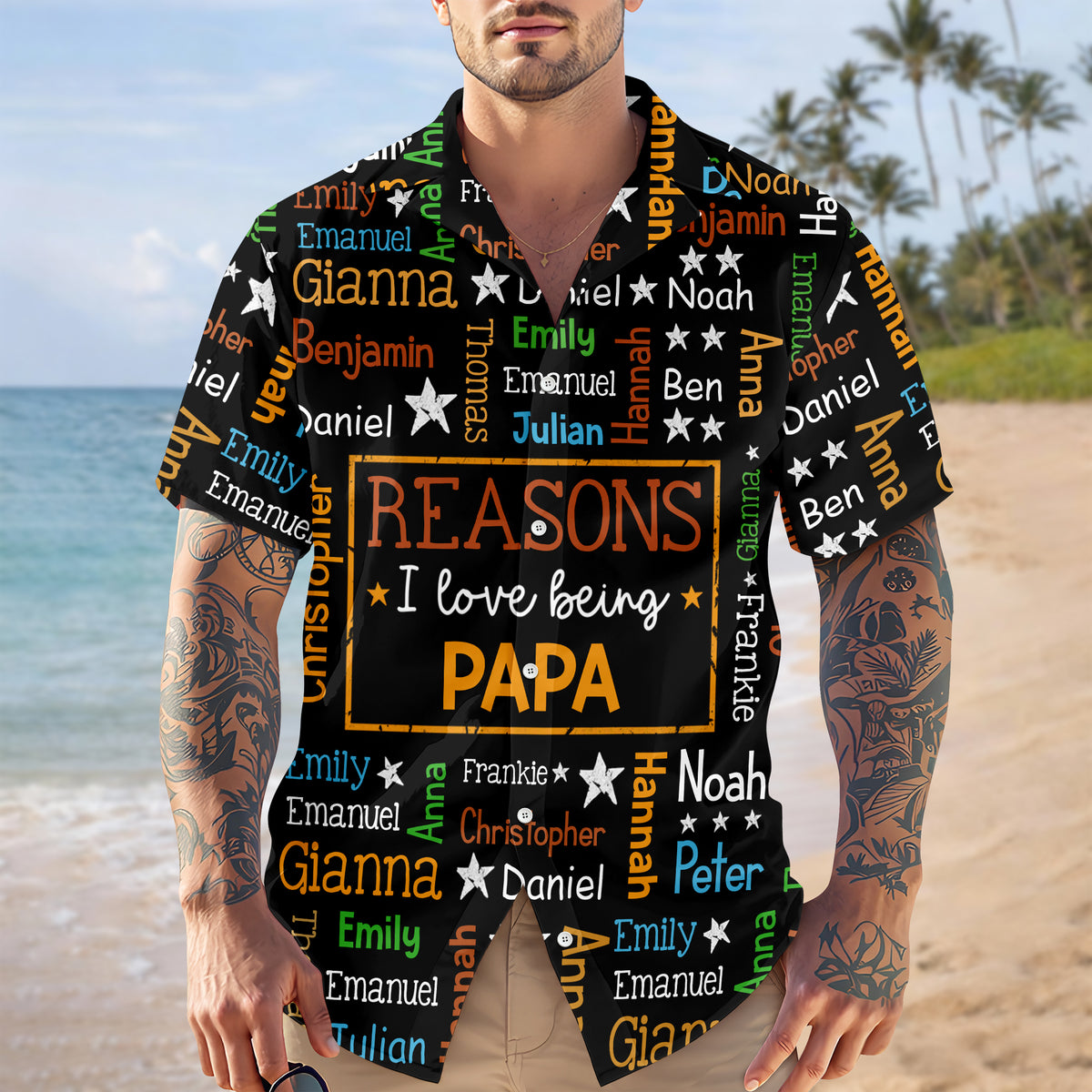 Personalized Kids Name Grandpa Word Art Hawaiian Shirt - Gift For Grandpa, Dad, Father's Day HO82 902486