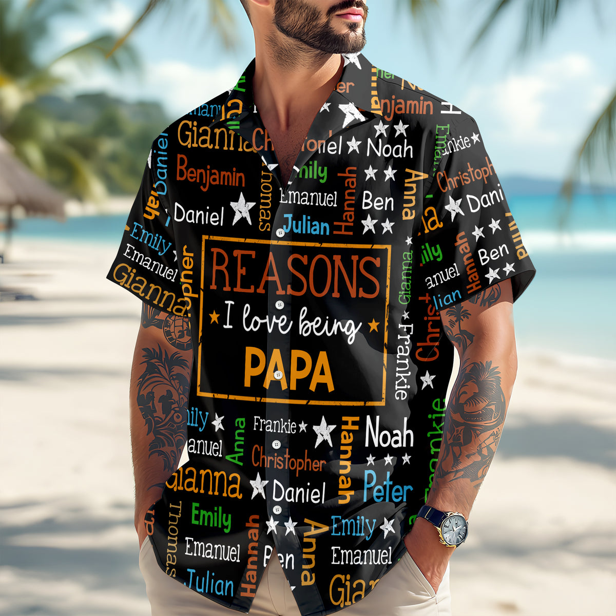 Personalized Kids Name Grandpa Word Art Hawaiian Shirt - Gift For Grandpa, Dad, Father's Day HO82 902486