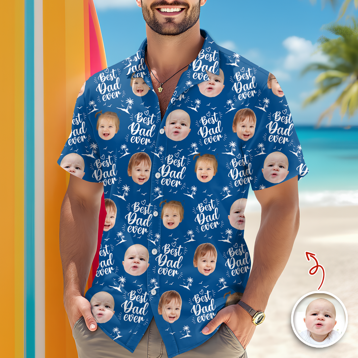 Custom Photo Best Dad Ever Hawaii Shirt - Personalized Father’s Day Gift HA75 921318