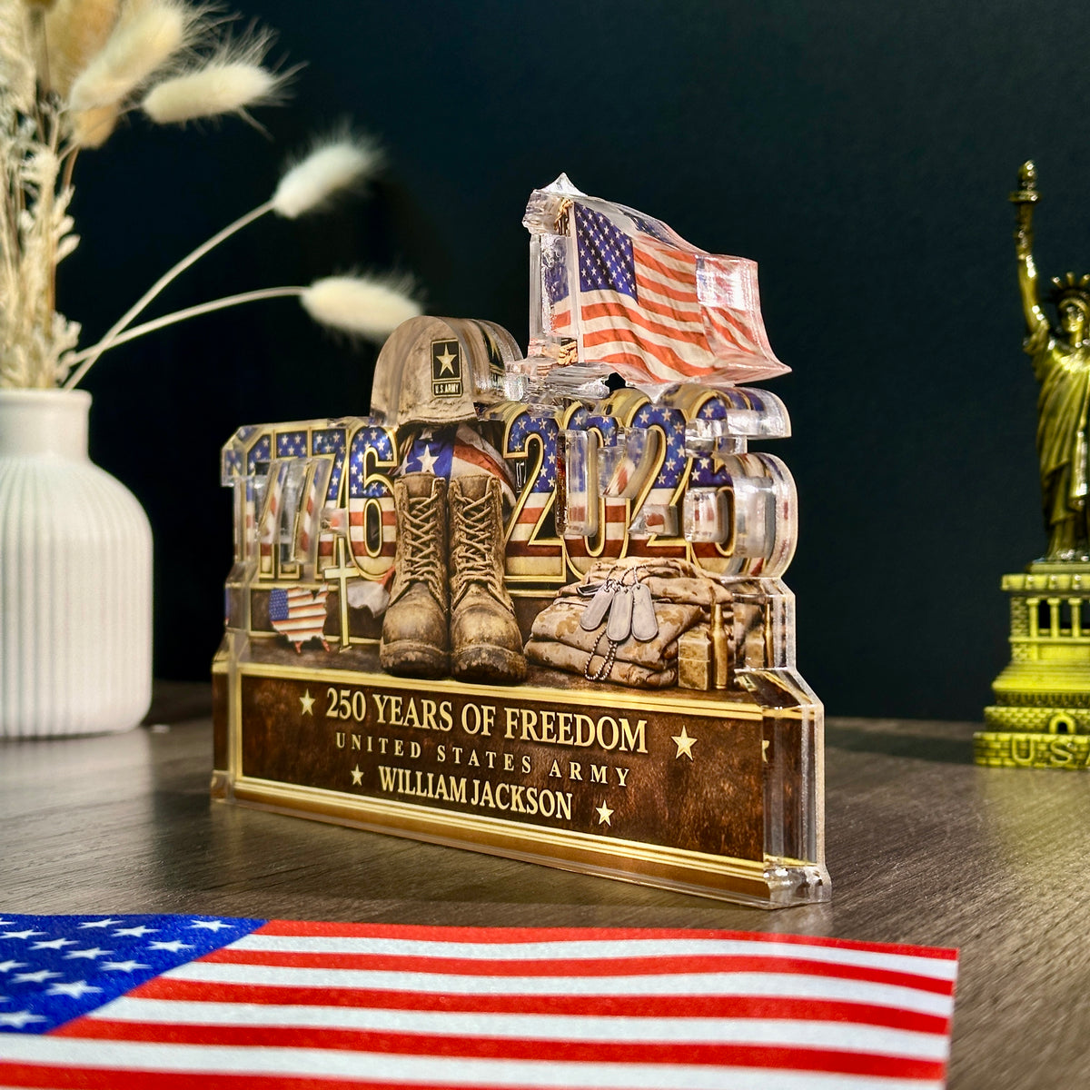 Personalized 250 Years Of Freedom 1776–2026 Acrylic Block Plaque - Veteran Gift, Patriotic Military Memorial Decor HO82 901854