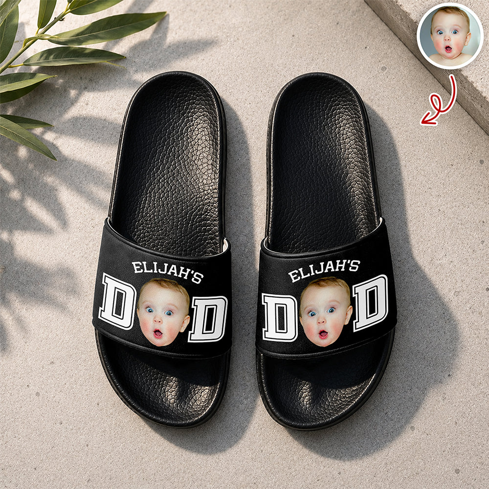 Custom Kid Photo Dad Mom Slide Sandals - Gift For Dad Mom, Father's Day HO82 902576