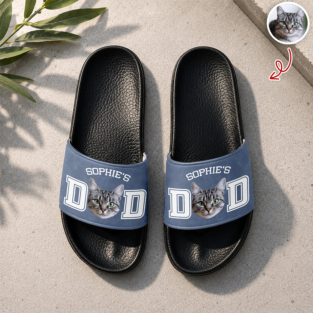 Custom Photo Cat Dad Mom Slide Sandals - Gift For Cat Lovers HO82 902578