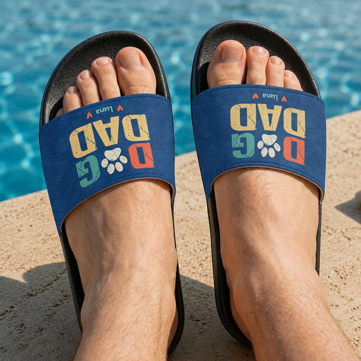 Personalized Name Dog Dad Slide Sandals - Gift For Dog Dad, Dog Lovers HO82 902592