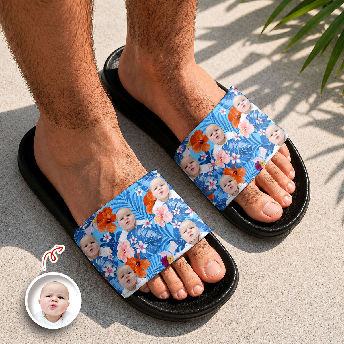 Custom Photo Funny Face Tropical Summer Slide Sandals LM32 669115