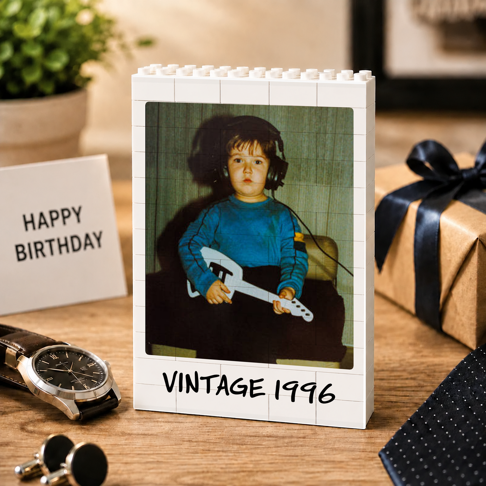 Custom Photo Vintage Building Brick Block - Personalized Birthday Gift HA75 921504