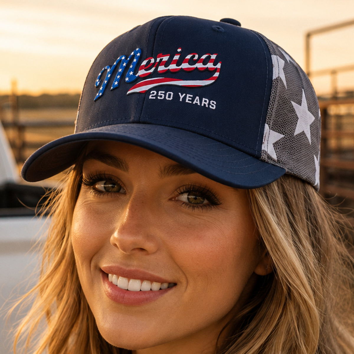 Merica 250 Years USA Patriotic Embroidered Trucker Hat HO82 902718