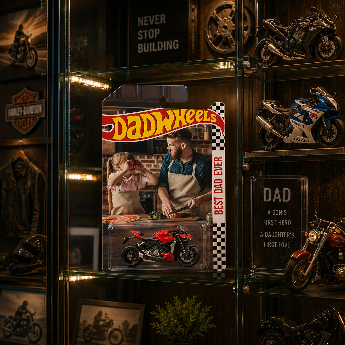 Personalized Dad Wheels Packaging for Dad, Father's Day, Motorcycle Collector Gift HO82 902750