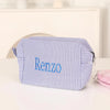 Personalized Name Monogrammed Seersucker Toiletry Bag - Gift For Mom, Girlfriend, Women, Summer Gift HO82 902942