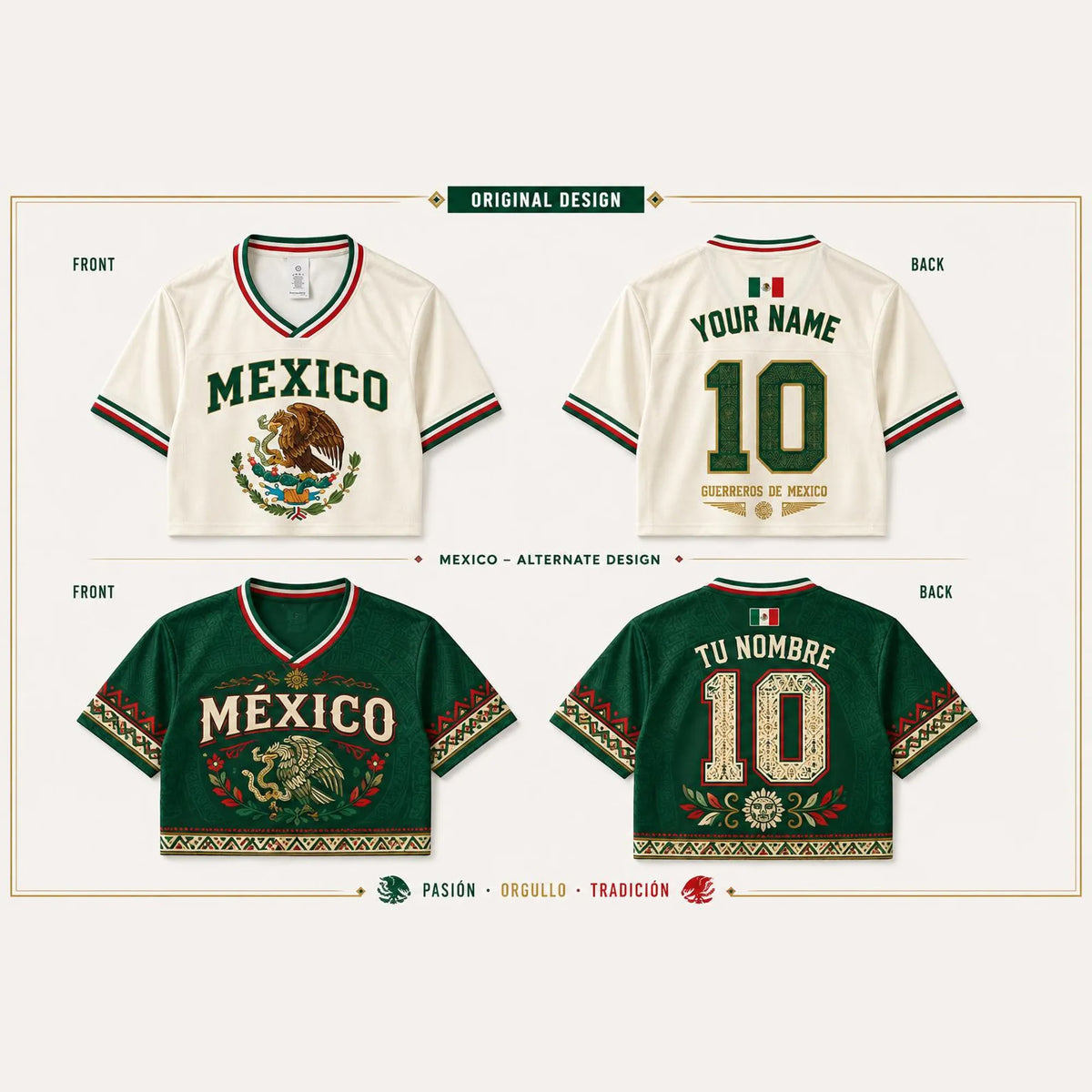Custom Mexico Soccer Fitted Crop Top Jersey, Mexico Jersey Crop Tee, Game Day Shirt HO82 903004