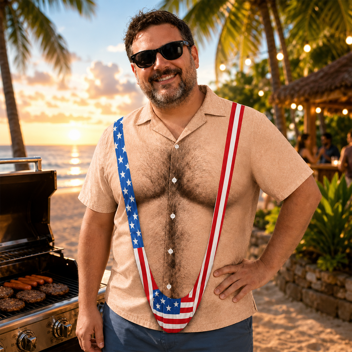 Custom Funny 3D Hairy Body Swimsuit Hawaii Shirt - Gag Gift for Dad Husband Grandpa HO82 903020
