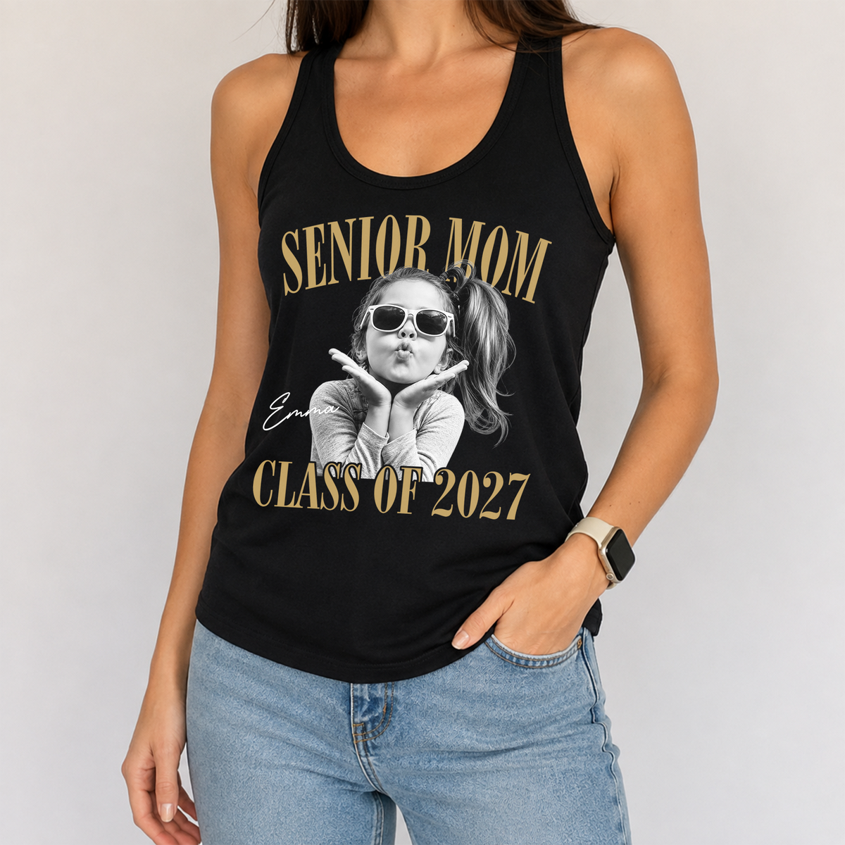 Custom Retro Senior Mom 2027 Tank Top - Personalized Class of 2027 Gift, Proud Family Gift HO82 903230