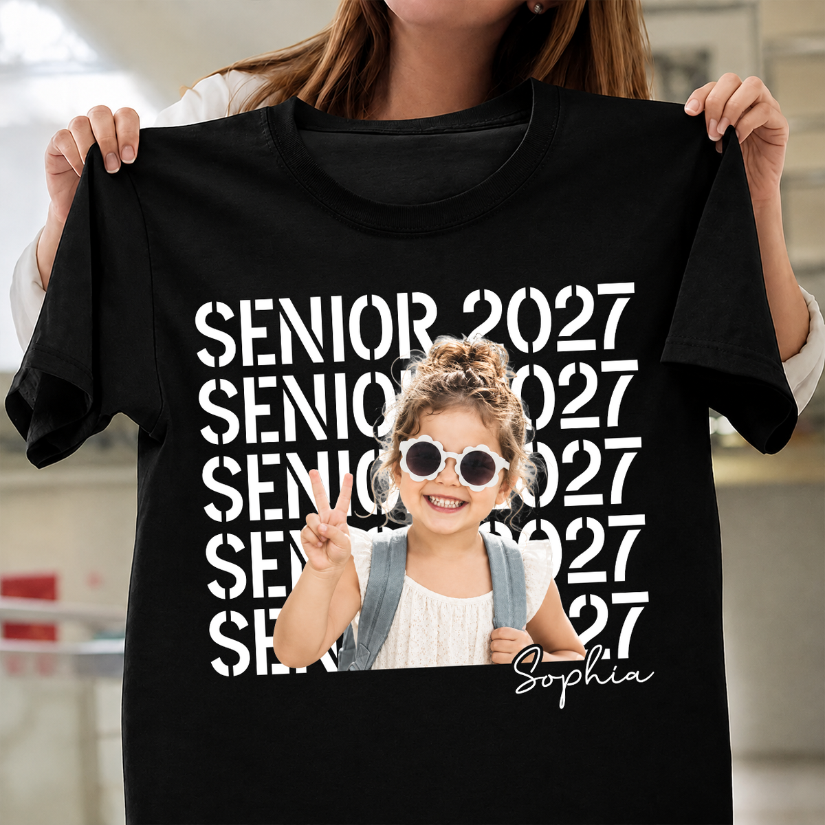 Custom Photo Senior 2027 Dark Shirt - Personalized Senior Gift, Proud Family Gift HO82 903240