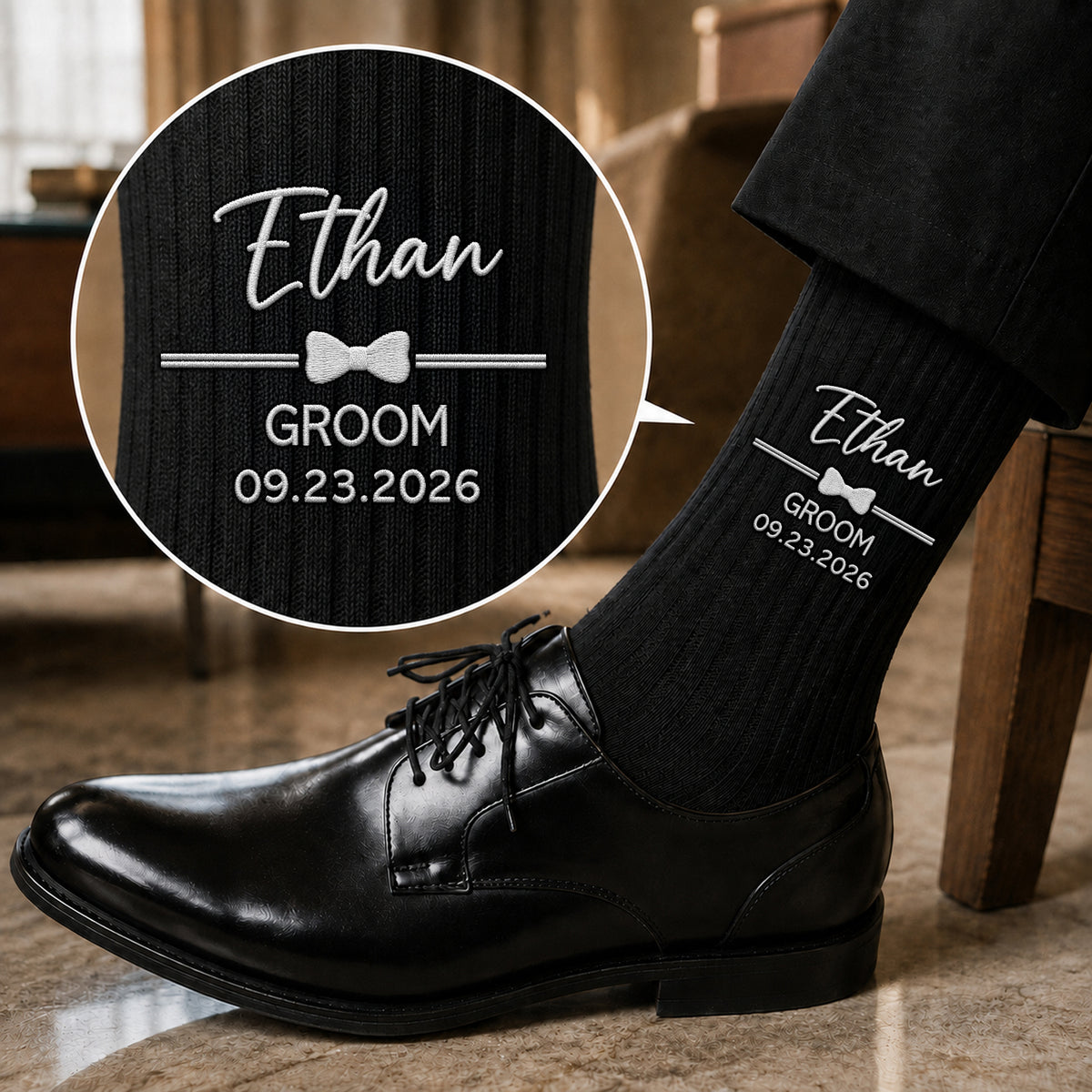 Personalized Embroidered Socks - Gift For Husband & Groom TH10 170633