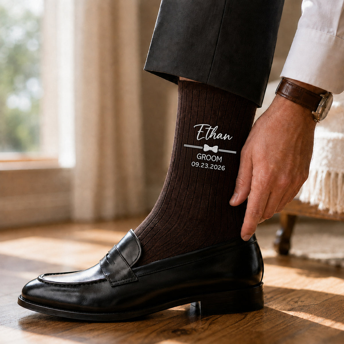 Personalized Embroidered Socks - Gift For Husband & Groom TH10 170633