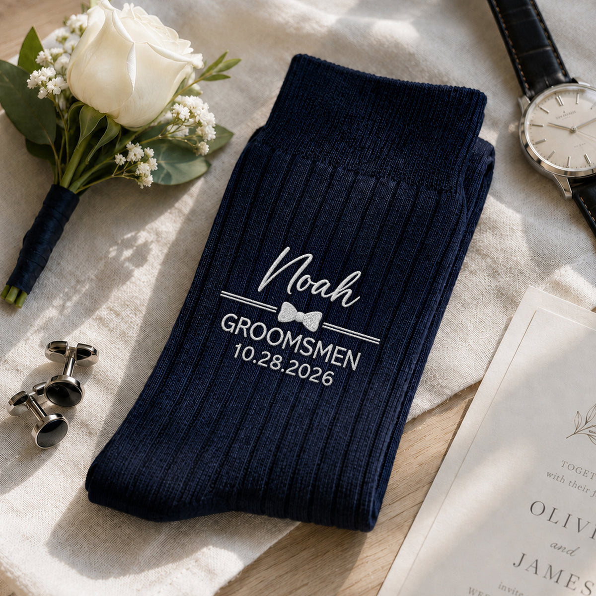 Personalized Embroidered Socks - Gift For Husband & Groom TH10 170633