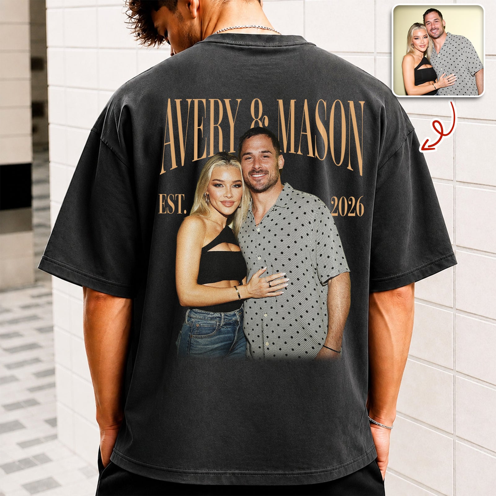 Custom Couple Photo Vintage Comfort Shirt For Girlfriend Boyfriend, Wife, Husband Anniversary Gift HA75 922208
