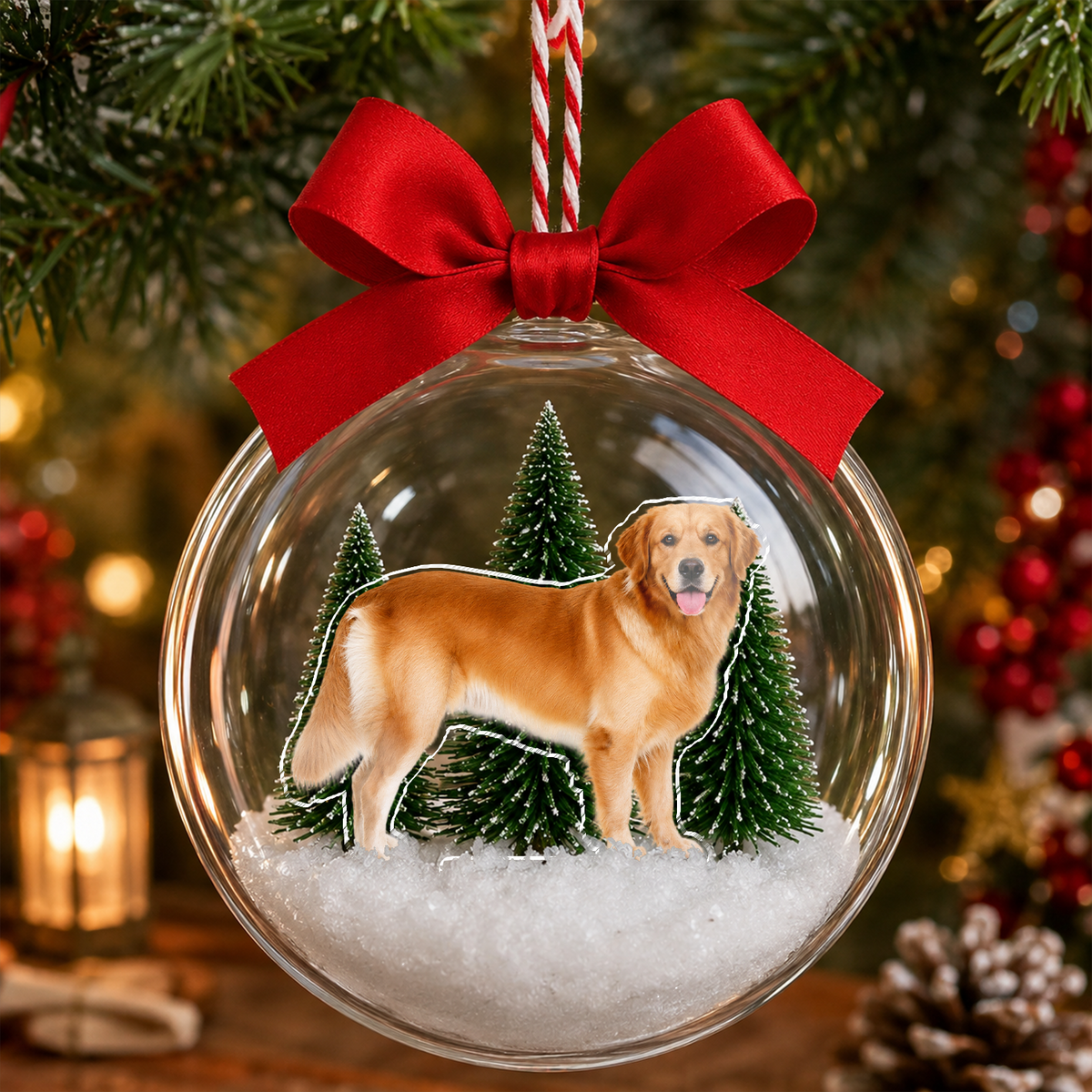 Custom Dog Photo 3D Acrylic Ball Ornament, Snow Globe Ornament For Pet Lovers HO82 903436