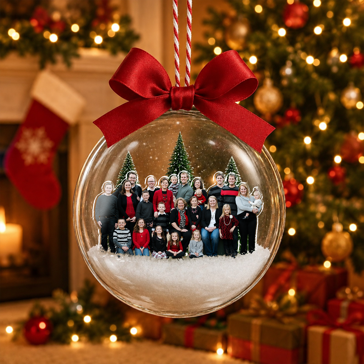 Custom Photo Family Christmas 3D Acrylic Ball Ornament, Snow Globe Ornament HO82 903438