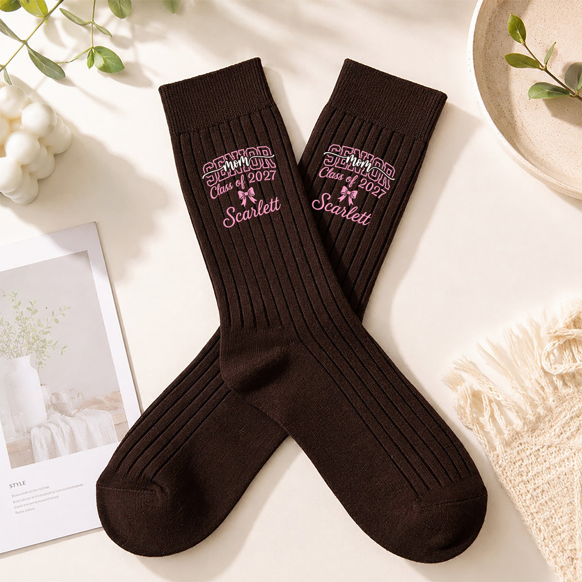 Personalized Name Senior Mom, Dad - Class of 2027 Embroidered Socks LM32 669915